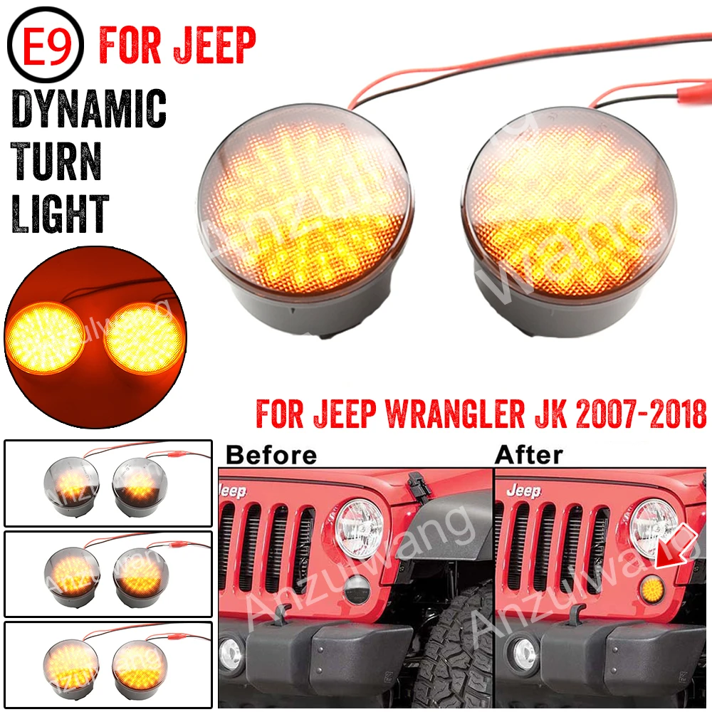

LED Turn Signal Light steering Light Parking Side Marker Lamp Fender Smoke Lens For Jeep Wrangler JK