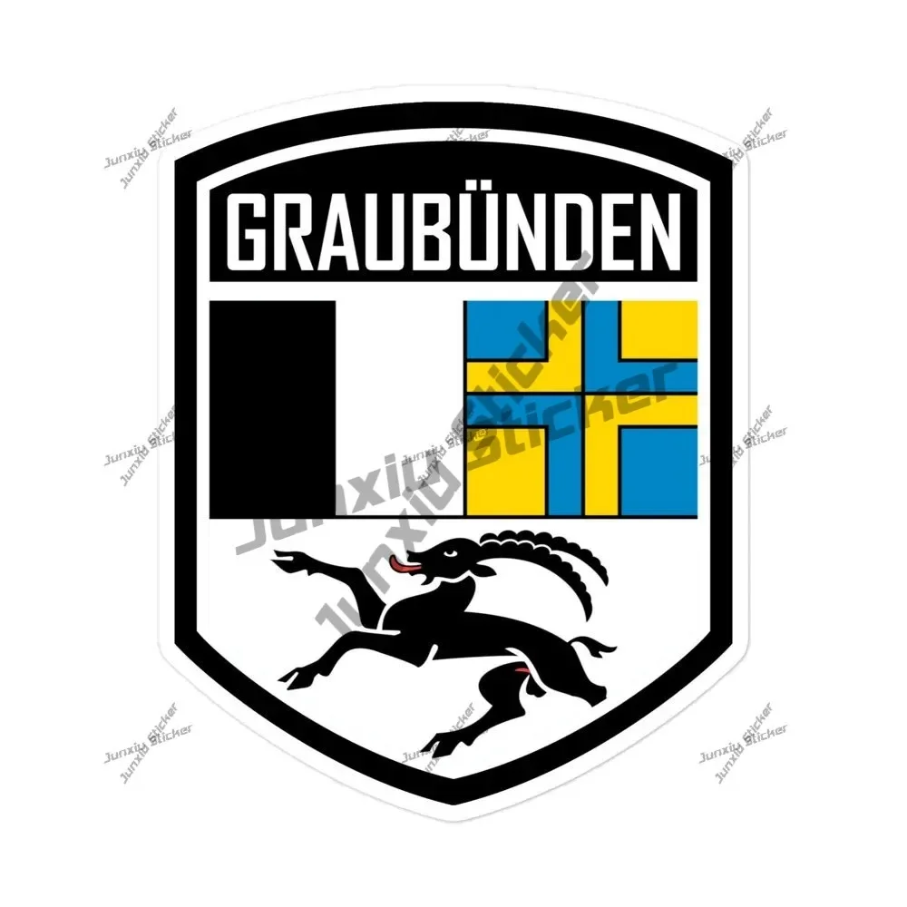 

Canton Of Graubünden Switzerland Flag Emblem Vinyl Stickers Creative Waterproof Exterior Graphic Accessories For The Car Body
