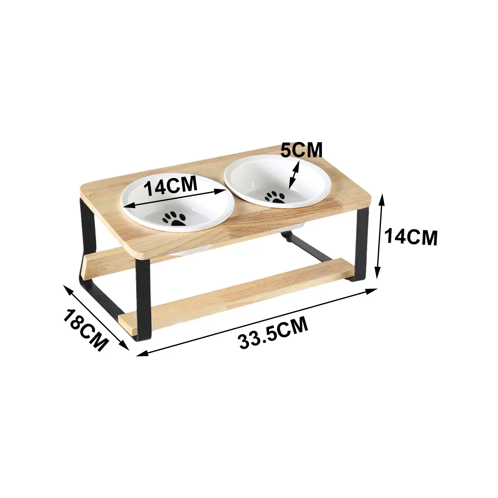 Elevated Pet Bowls Raised Cat Feeder Lightweight Kitty Dishes with Bamboo Stand Cat Feeding Bowls for Small Dogs and Cats