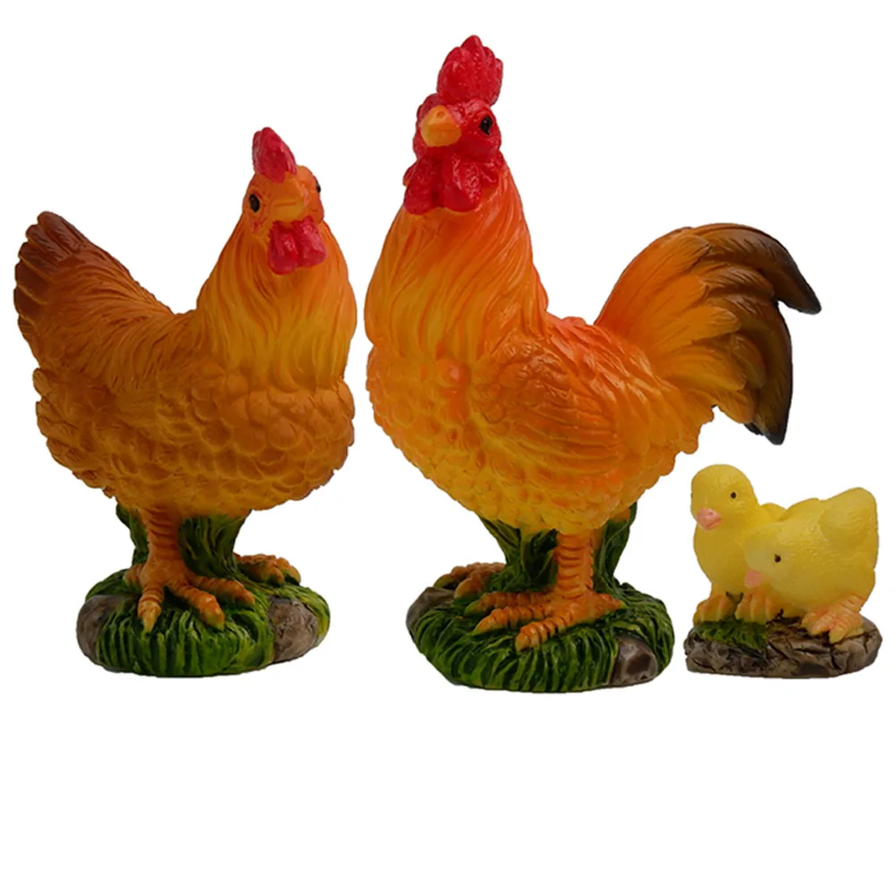 Adornos de gallo de resina, escultura de pollo, estatuilla decorativa, Mini decoración de animales