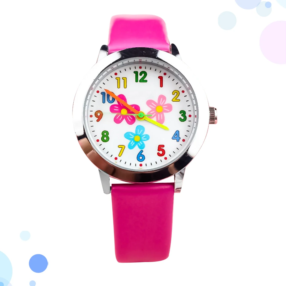 Digital Cartoon Watch Kids Flower Pattern Quartz Children Birthday Gift Students Watches Comfortable Strap Durable Precise