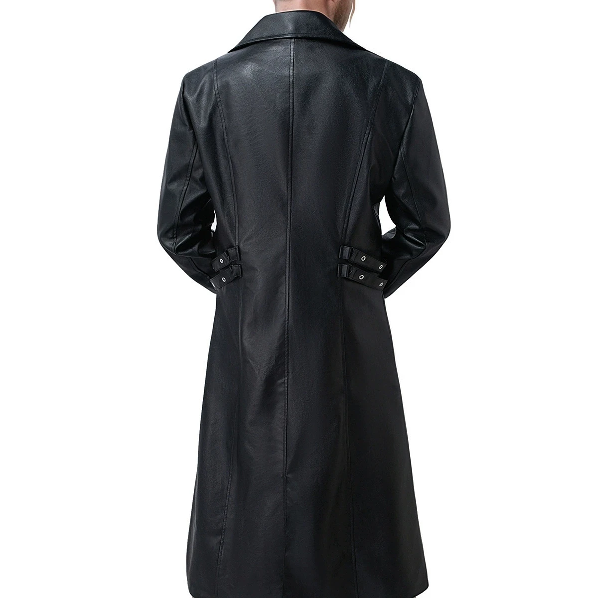 Medieval clothing PU leather coat men's luxury fashion black long casual autumn and winter new coat windbreaker