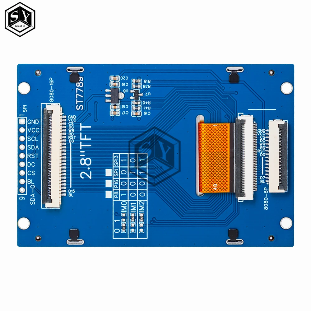 2.8 inç TFT LCD ekran 240*320 sürücü ST7789V arayüzü SPI/8/16 Bit