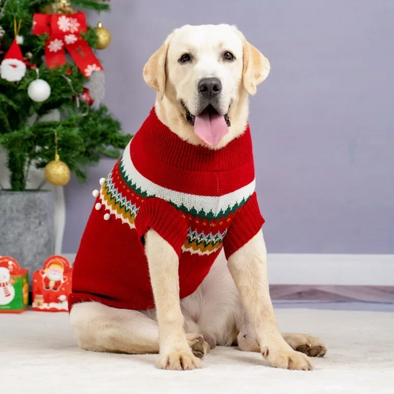 Christmas Dog Sweater Xmas Pet Clothes Winter Dog Clothing Coat Poodle Schnauzer Corgi Samoyed Golden Retriever Costume Outfit