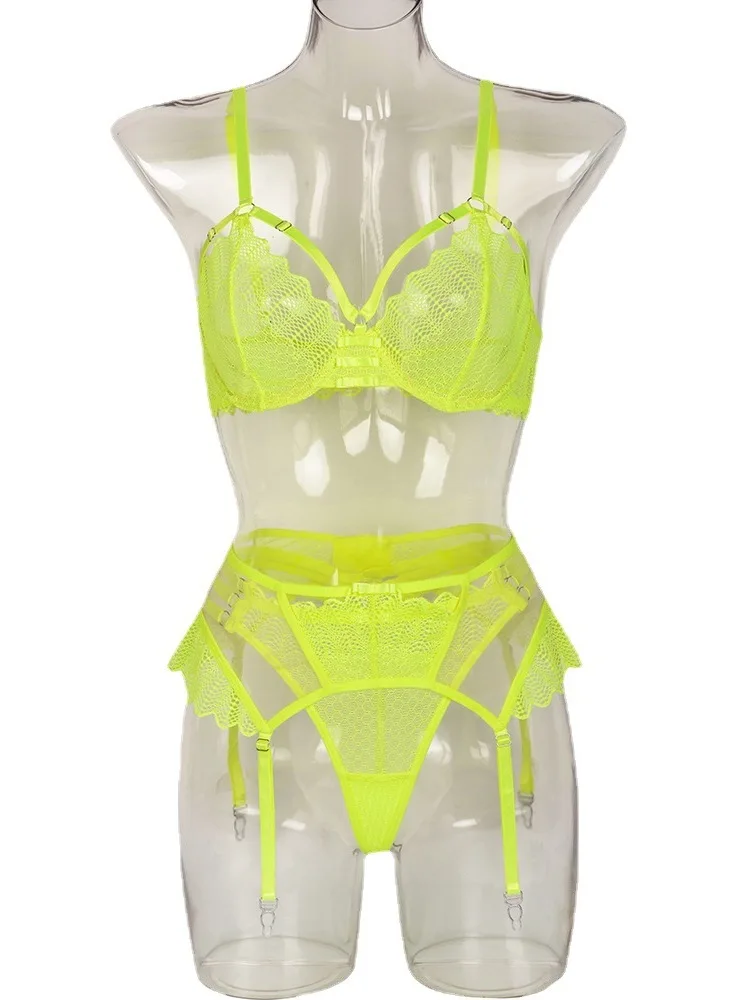 Sexy Summer New Classic Lace Stitching Fluorescent Sexy Yellow Bodysuit French Style Women's Elasticity Comfort Bodysuits 3WDB