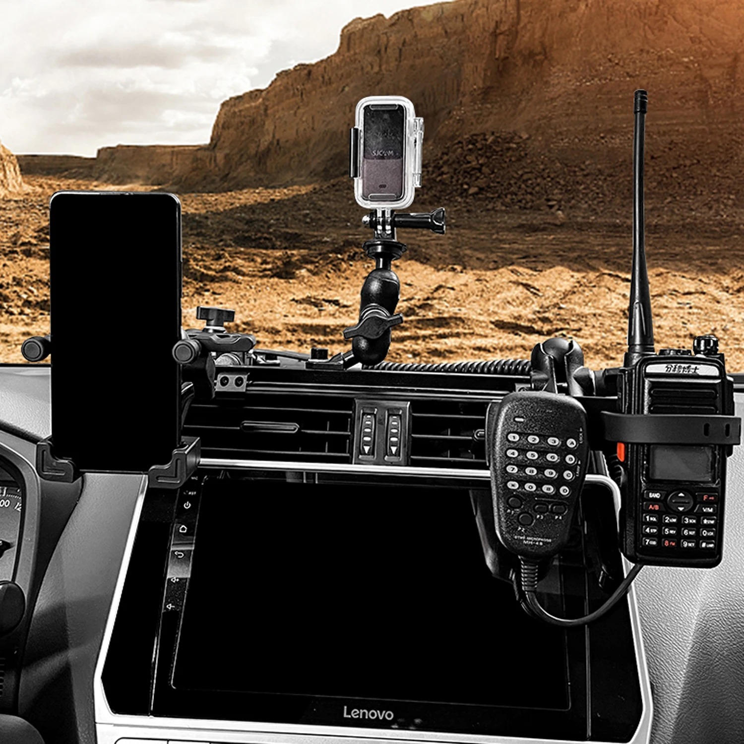 Support de téléphone de tableau de bord tout-terrain réglable CARTRIMHOME pour Toyota Land Cruiser Prado 150 LC150