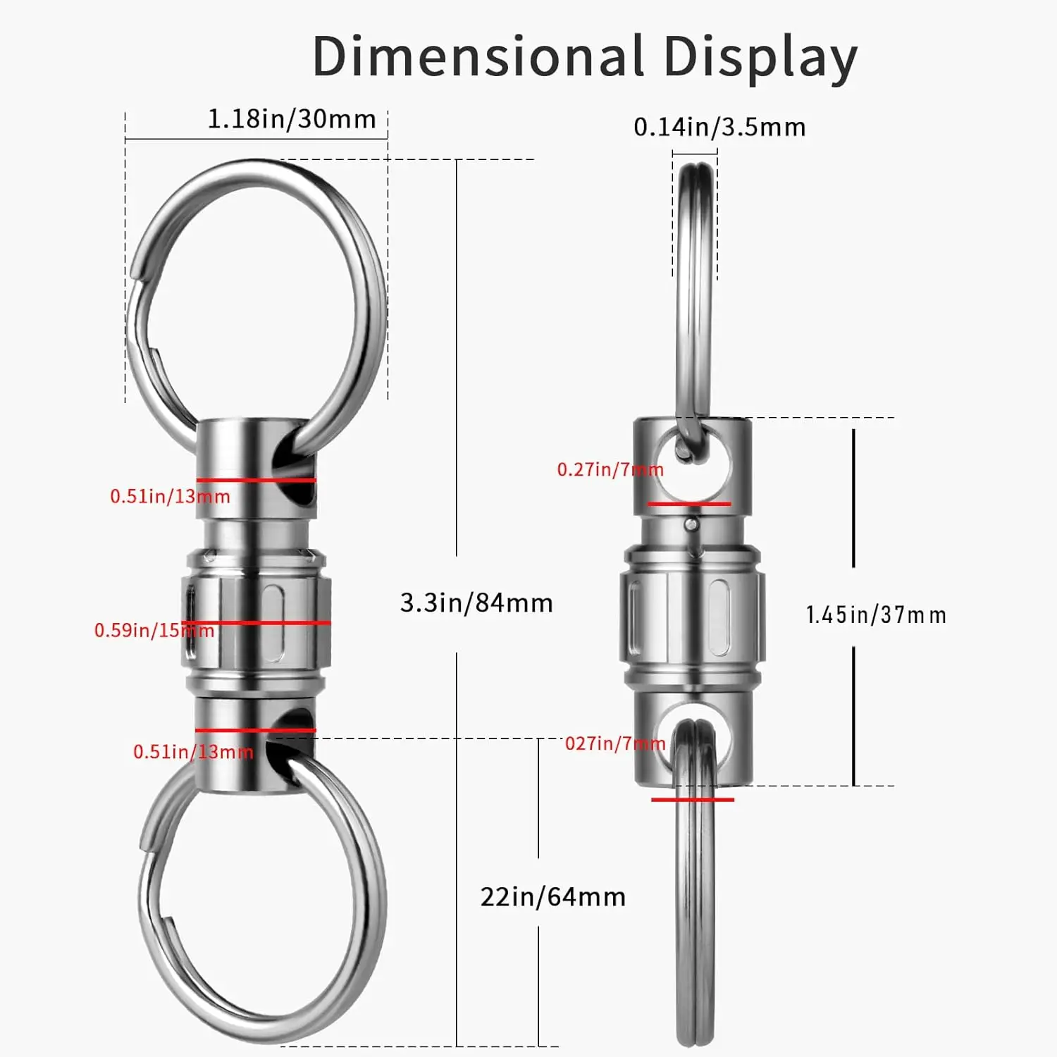 TIMULTI Titanium Quick Release Keychain, Carabiner Keychain Key Rings,Detachable Pull Apart Double-End Swivel Key Chain Linker