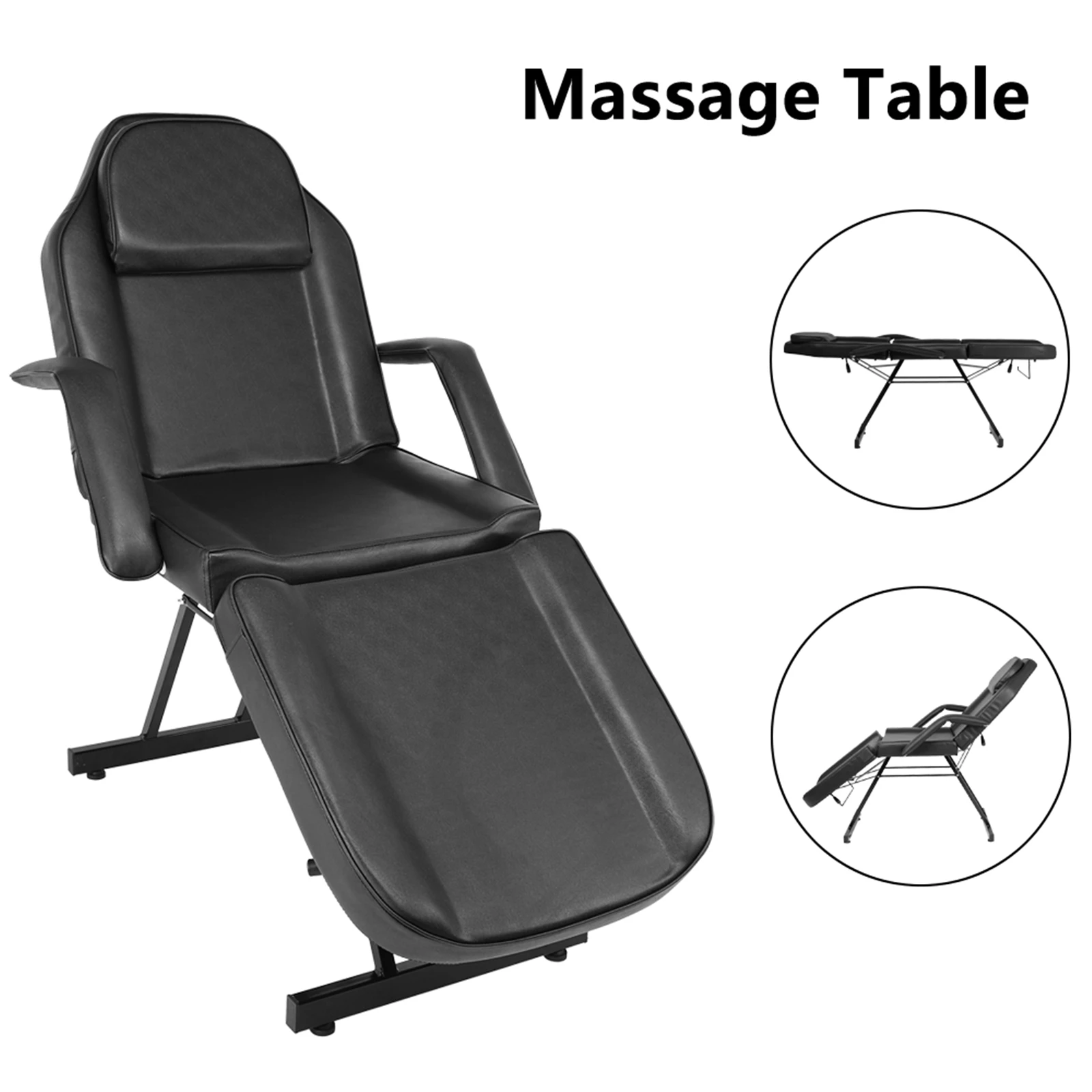 Lit de Massage réglable pour Salon de beauté, chaise de tatouage avec tabouret noir