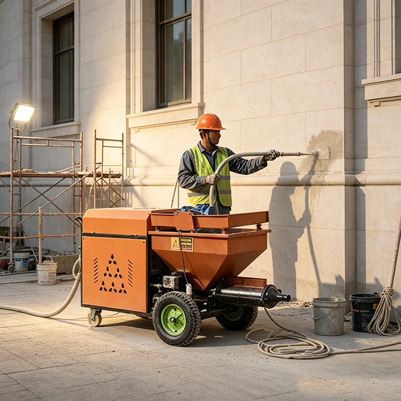 Electric Stucco Sprayer Continuous Feeding Mortar Render Plaster Spraying Machine For Builders