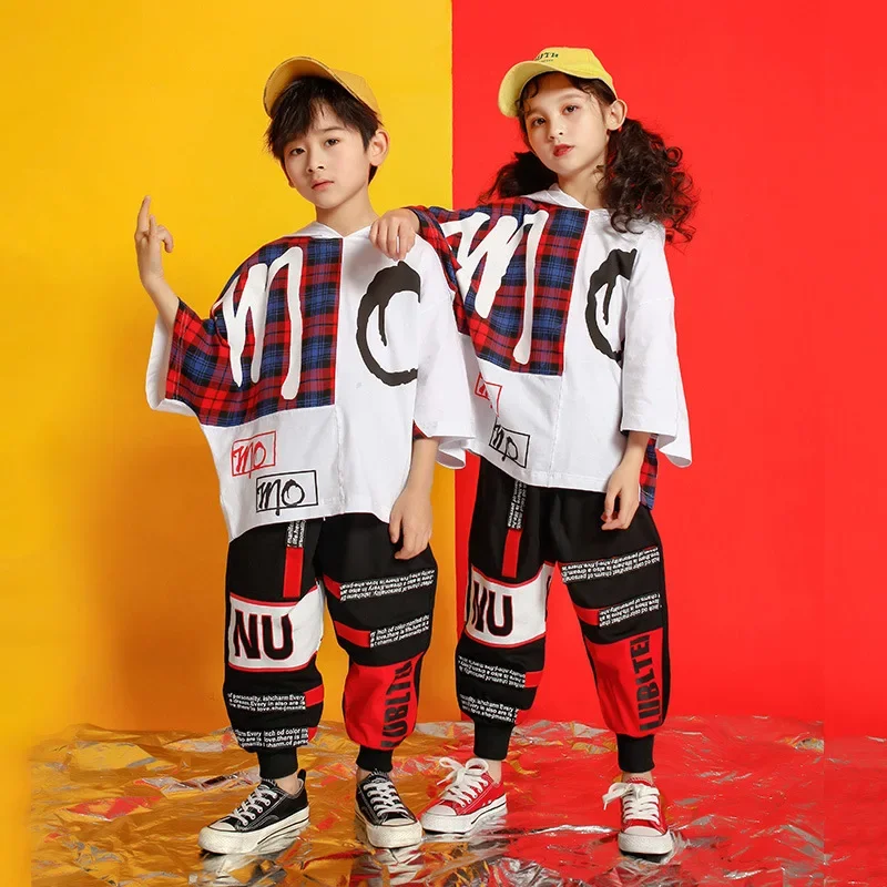 Kids Hip Hop Dance Costume for Girls Kpop Stage Outfits Unisex Loose Printed Street Dance Dancewear Boy Clothes