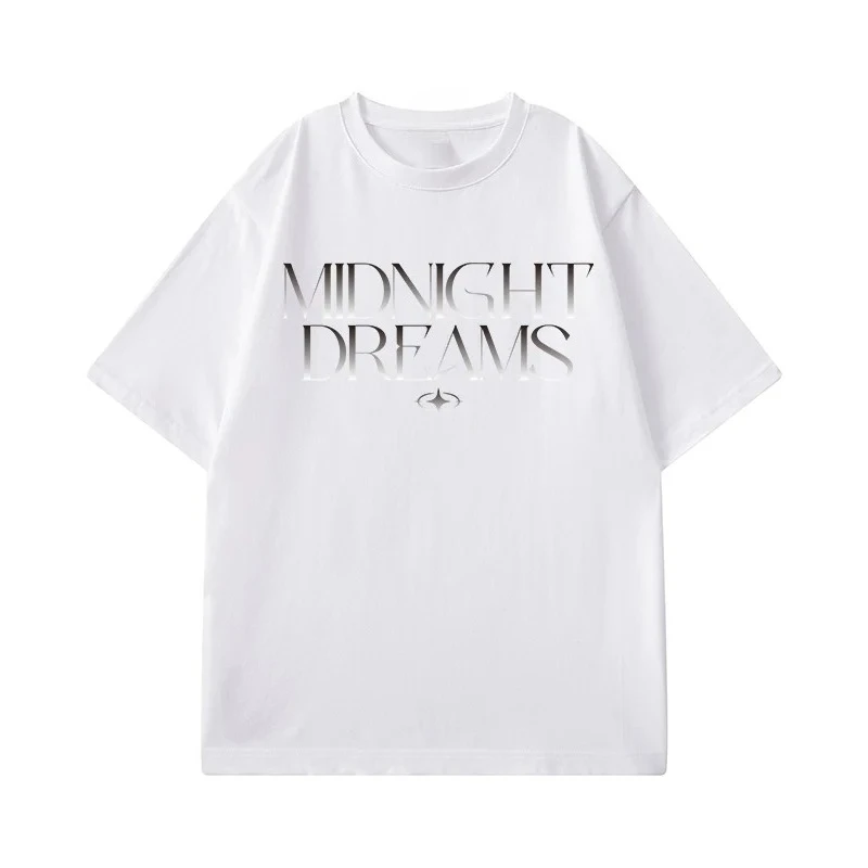 2026 New Family Matching T‑Shirt Midnight Dreams Elegant Gradient Print Star Accent Minimal Text Street Short Sleeve Tee Tops