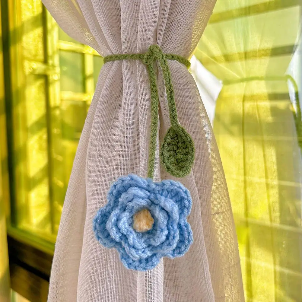 Flower Curtain Tiebacks Knitted Floral Curtain Strap For Curtains Drapes Handmade Crochet Flower Bookmark For Book Lovers