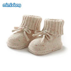 Newborn Boys & Girls Indoor Floor Socks Shoes Fashion Bowknot Knit Infant Pure Color First Shoes Booties 0-18m Children Footwear