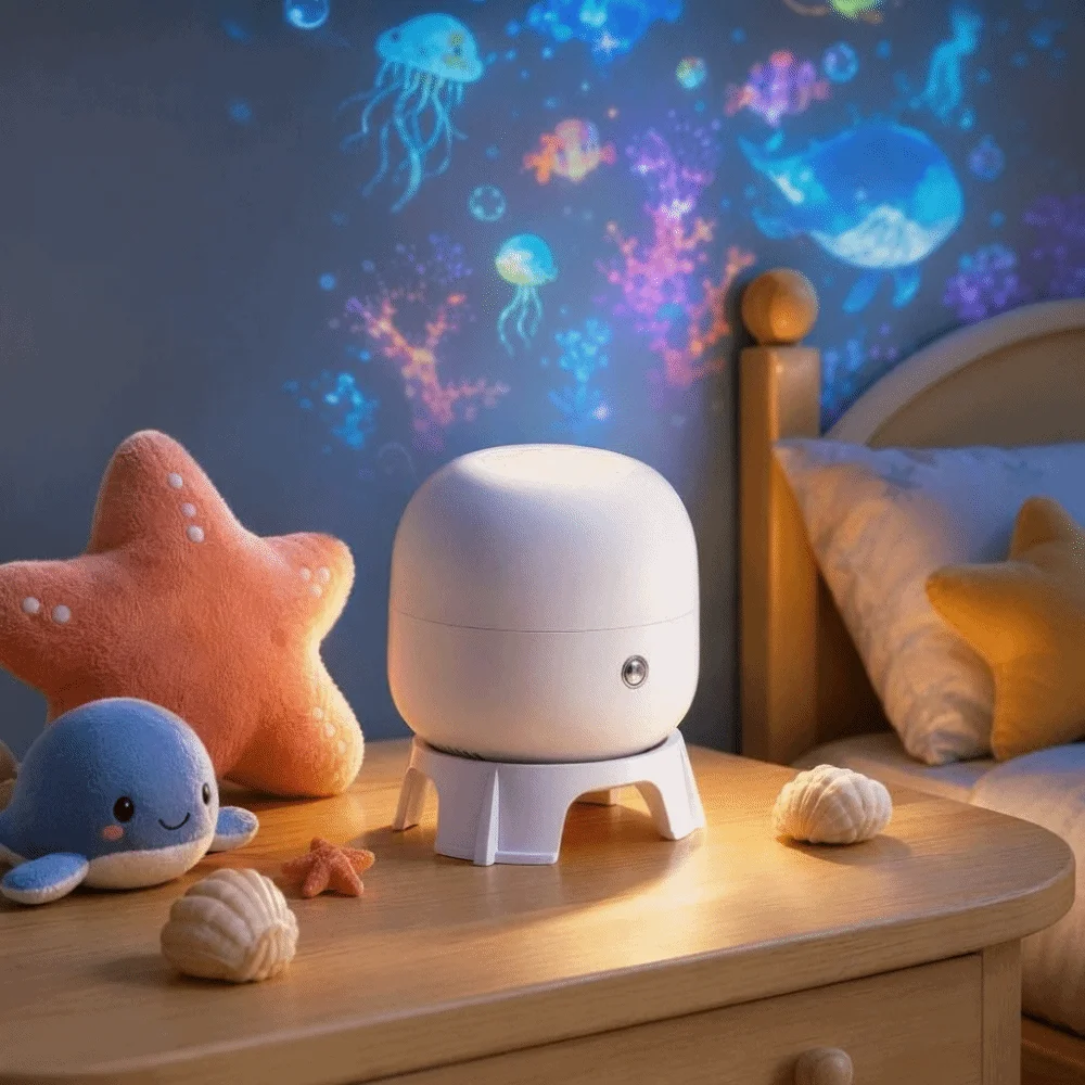 360 Degree Rotating Dreamy Ocean Projector Ocean World USB Rechargeable Ocean Projection Night Light Flexible Neck Snowflake