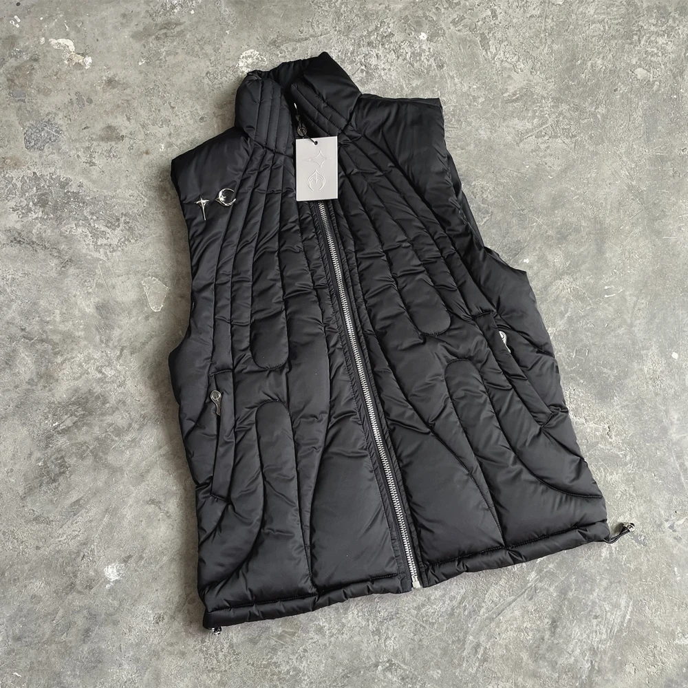 Yao888 Thug Club Casual Fashion Brand High Quality Down Jacket Zipper Vintage Simple Streetwear Vest Waistcoat For Men Unisex