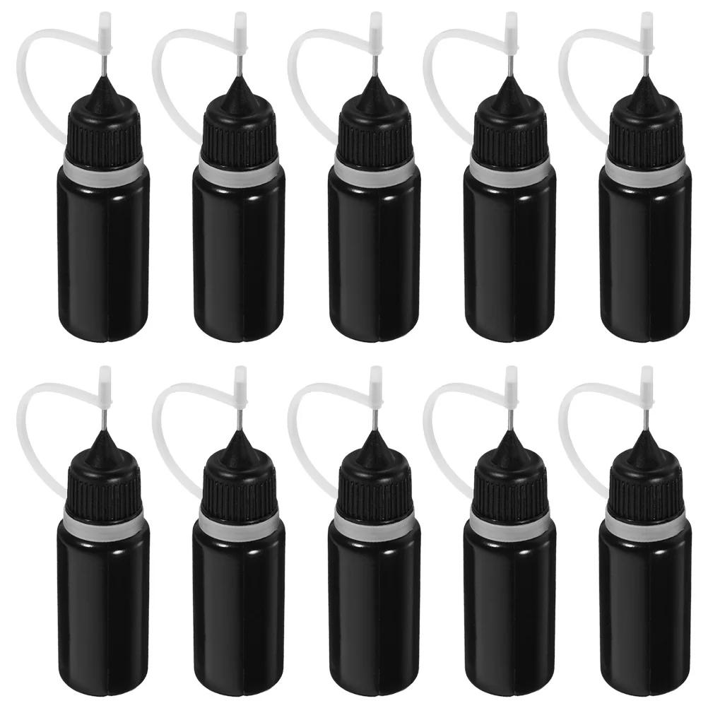 

10 Pcs Glue Dispenser Bottle Precision Applicator Bottles with Fine Tip Needle Black Squeeze for Liquids