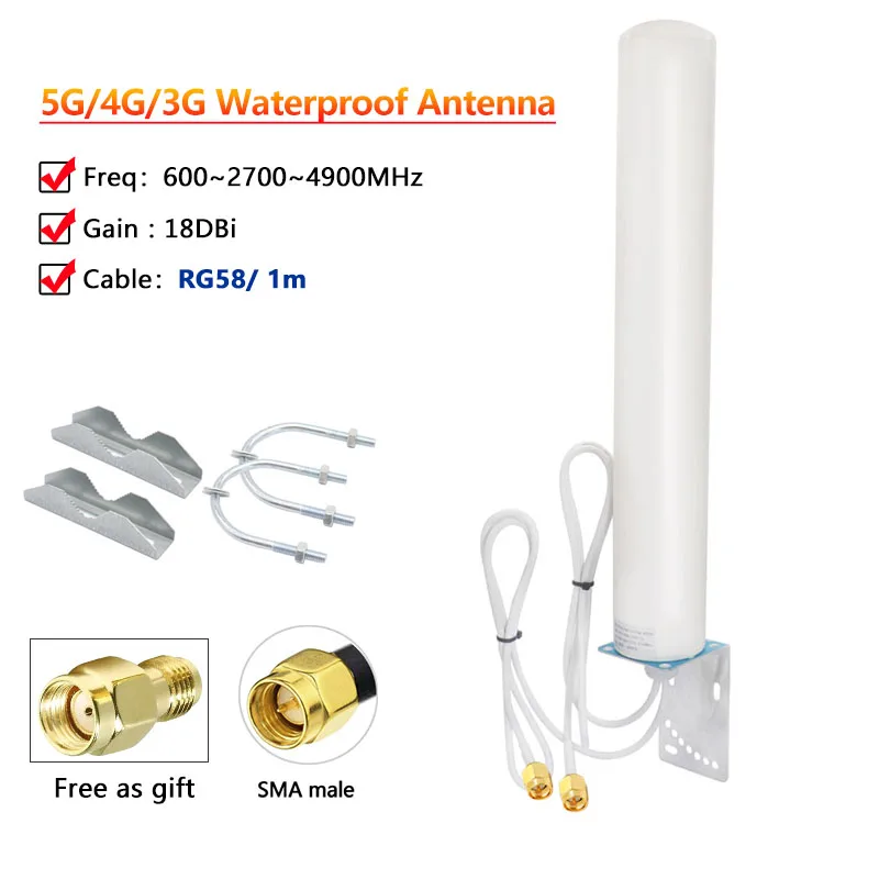 5G 4G LTE 3G GSM Outdoor Waterproof TS9 SMA N Male WiFi Router Antenna 18dbi Omni Directional MIMO IP67 Aerial for Wireless Netw image 3