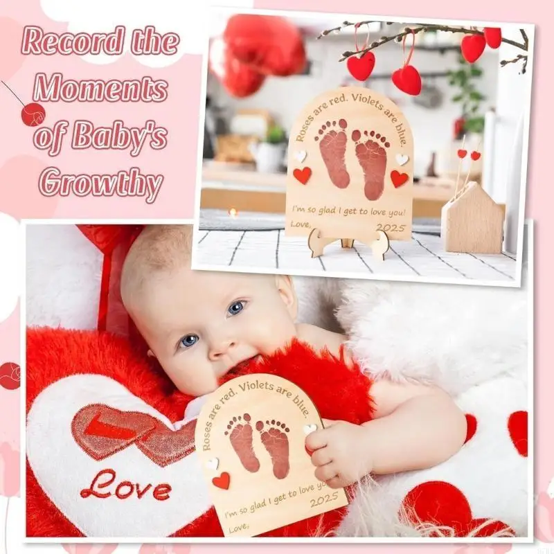 

97BE Wooden Board Milestones Card for Baby Footprint and Nursery Decoration