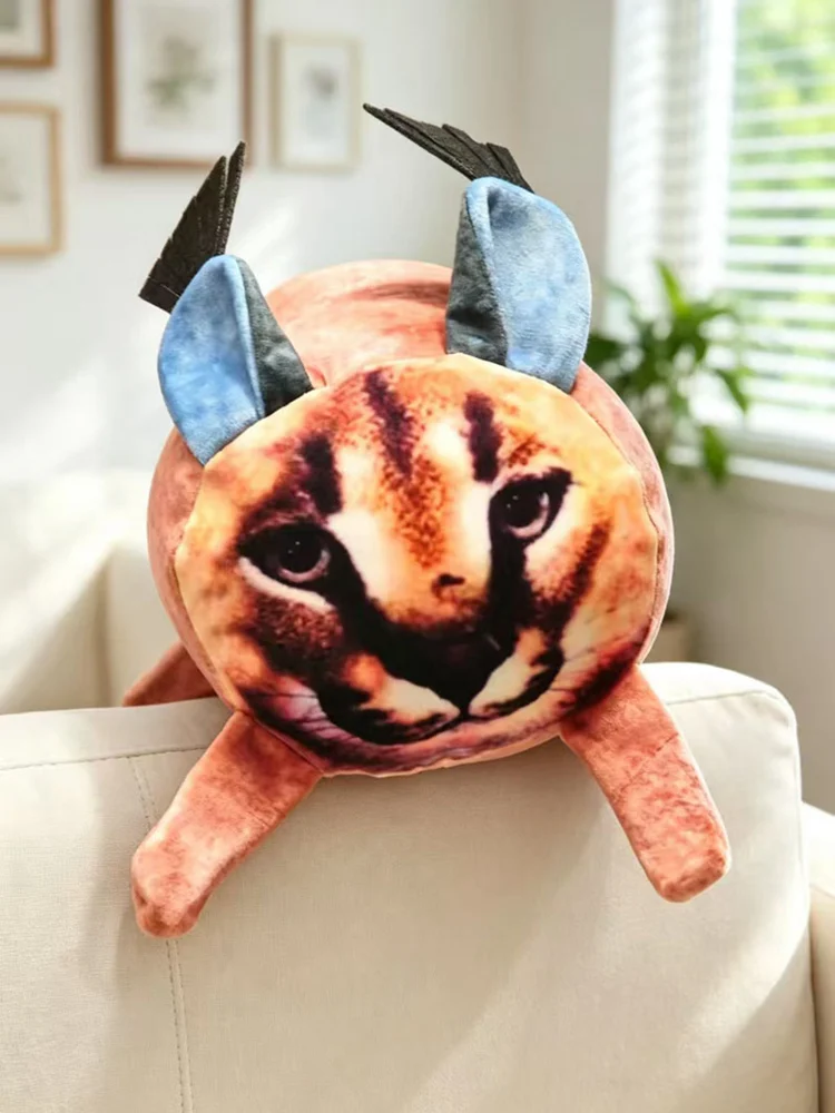 Cute Caracal Plush Pillow Soft Fluffy Wild Cat Stuffed toy with Tufted Ears for Sofa, Bed ， Animal Lovers and gifts. - view 5