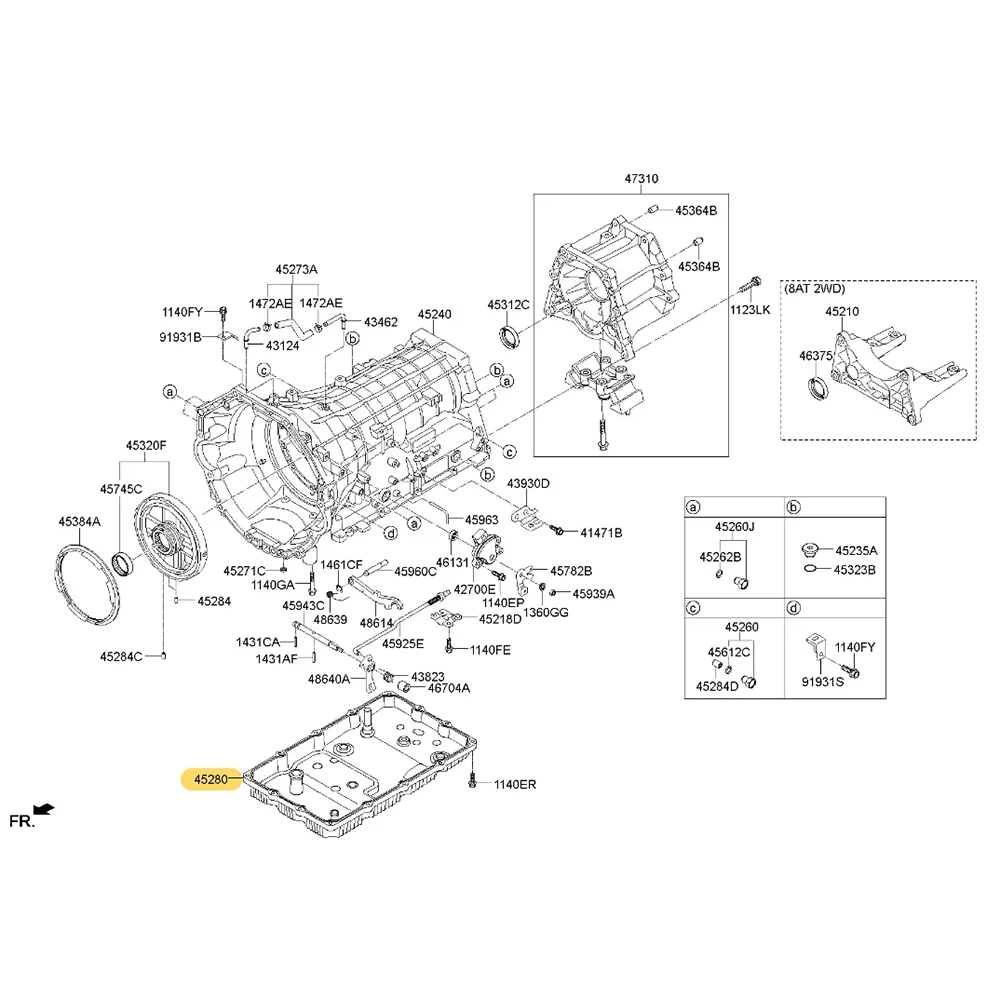 4528047400 Getriebefilter Ölwanne/Ölbehälter A8TR1 für Genesis G90 2017-2022 Kia Stinger 2018 - 2022 45280-47400 45280 47400 – Detail 6