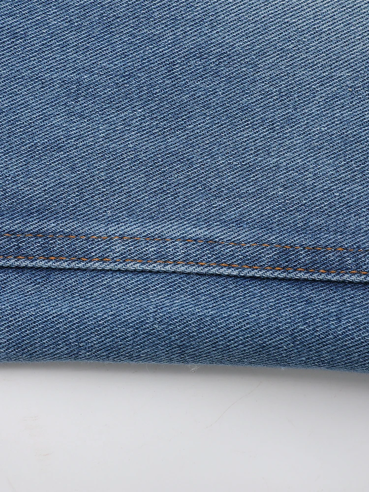 EAM-Jeans jeans azul de cintura alta feminino com arco, calças largas longas tridimensionais, maré da moda, primavera e outono, novo, 2024, CPDB180