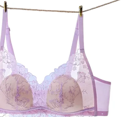 

KUCLUT French lace sexy lingerie women's ultra-thin summer big breasts show small underwired rabbit ear cup bra