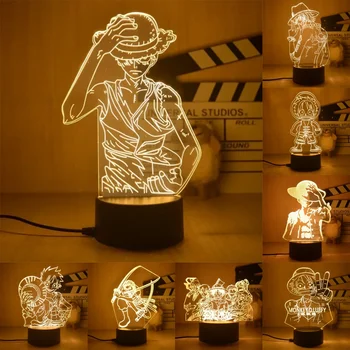 원피스 루피 나미 산지 조로 에이스 다지기 3D 램프, LED 야간 조명, 룸 장식, 야간 조명, 애니메이션 램프 장식, 테이블 램프