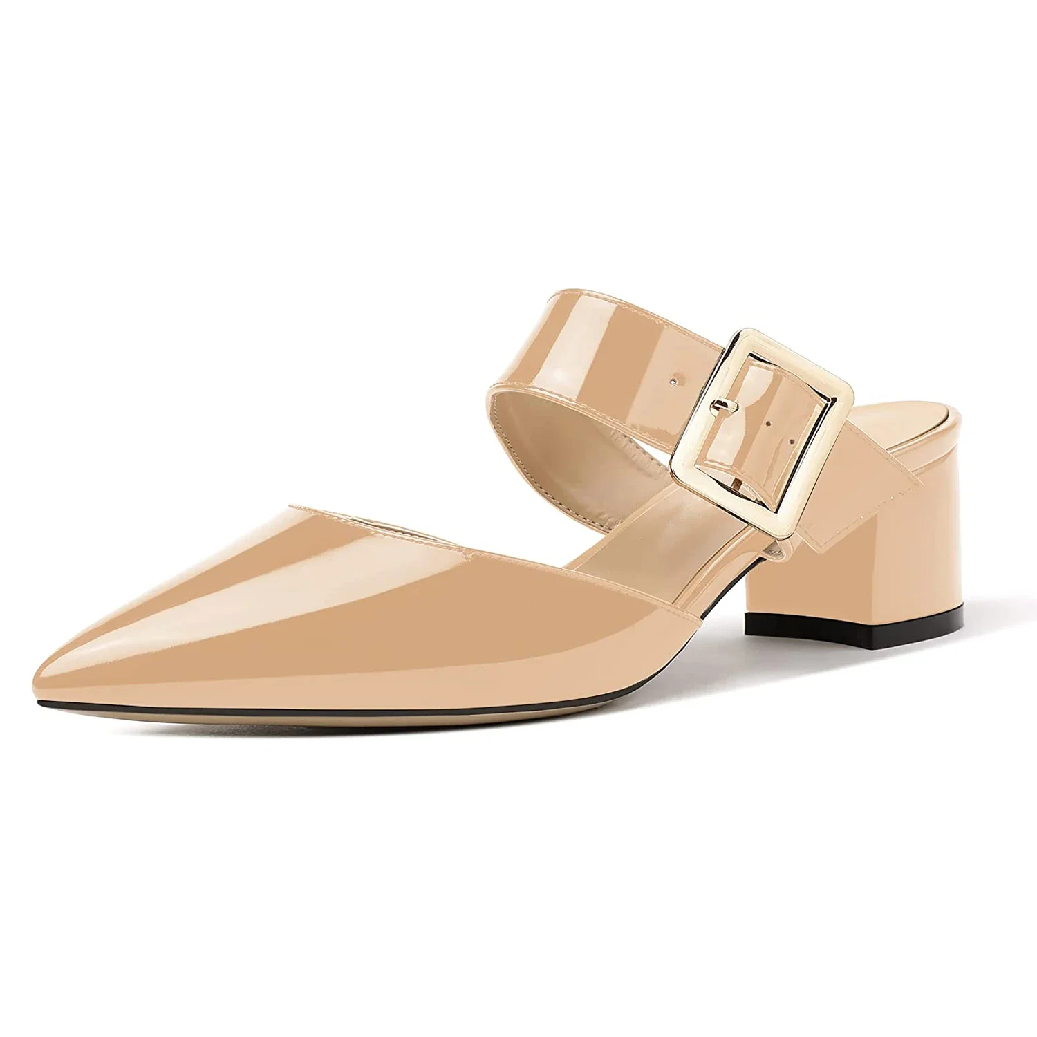 

Lovirs Women's Pointed Toe Block Heels 5cm Slingback Dress Pumps Buckle Dress Party Leisure Shoes plus Size US 5-15