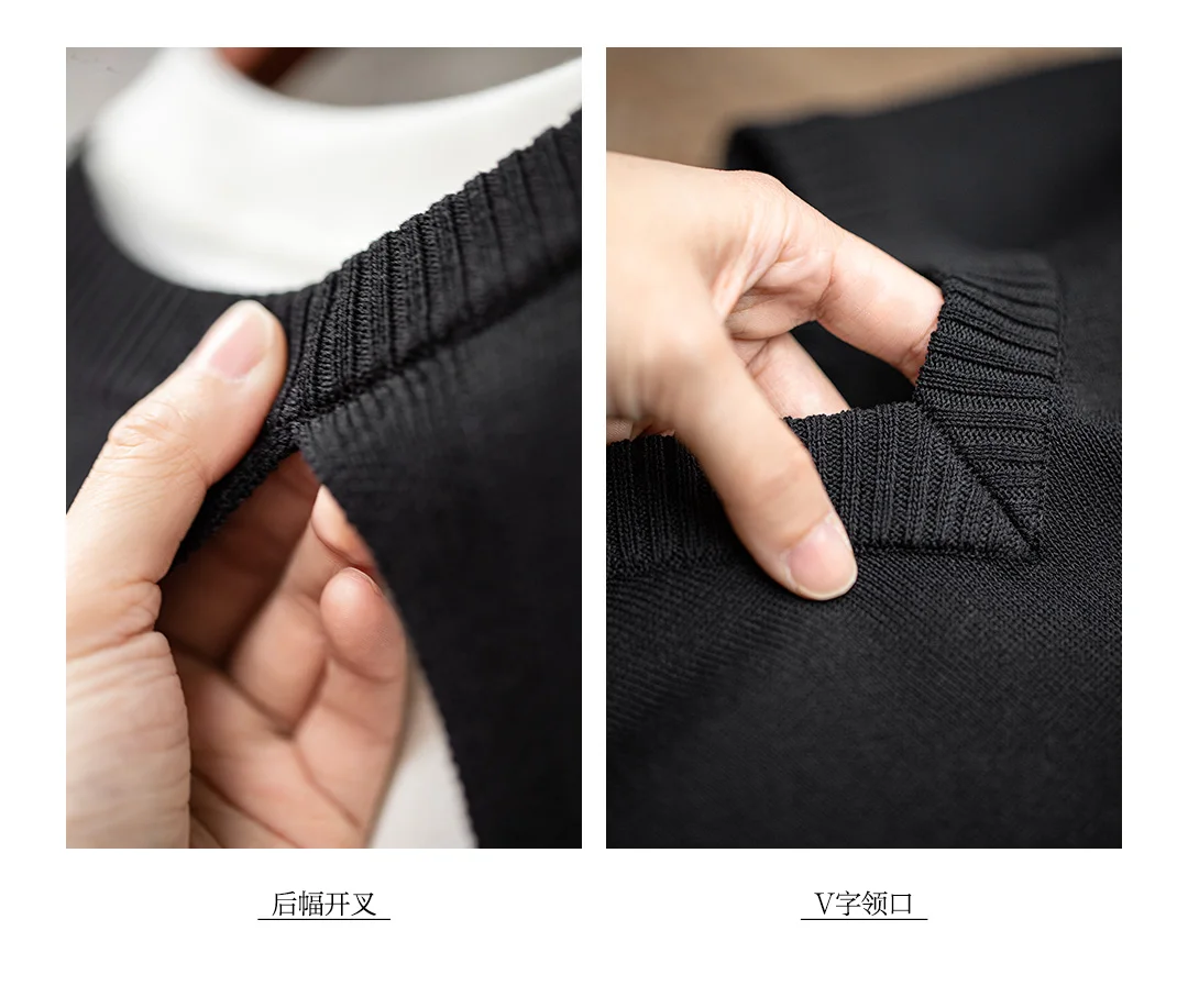 Maden frauen Casual V-ausschnitt Gestrickte Weste Vintage Schwarze Ärmellose Spitze-up Pullover Westen Weiblich Strickwaren Tops Oversize Outwear – Detail 5