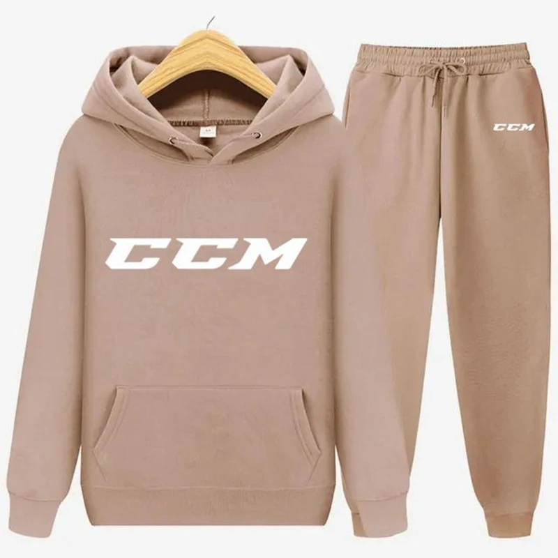 Winter Hoodie Sets CCM Men Fashion Fleece Red Hoodies Red Sports Pants Casual Jogger Suit Tracksuit Sweatshirt Woman Pullover