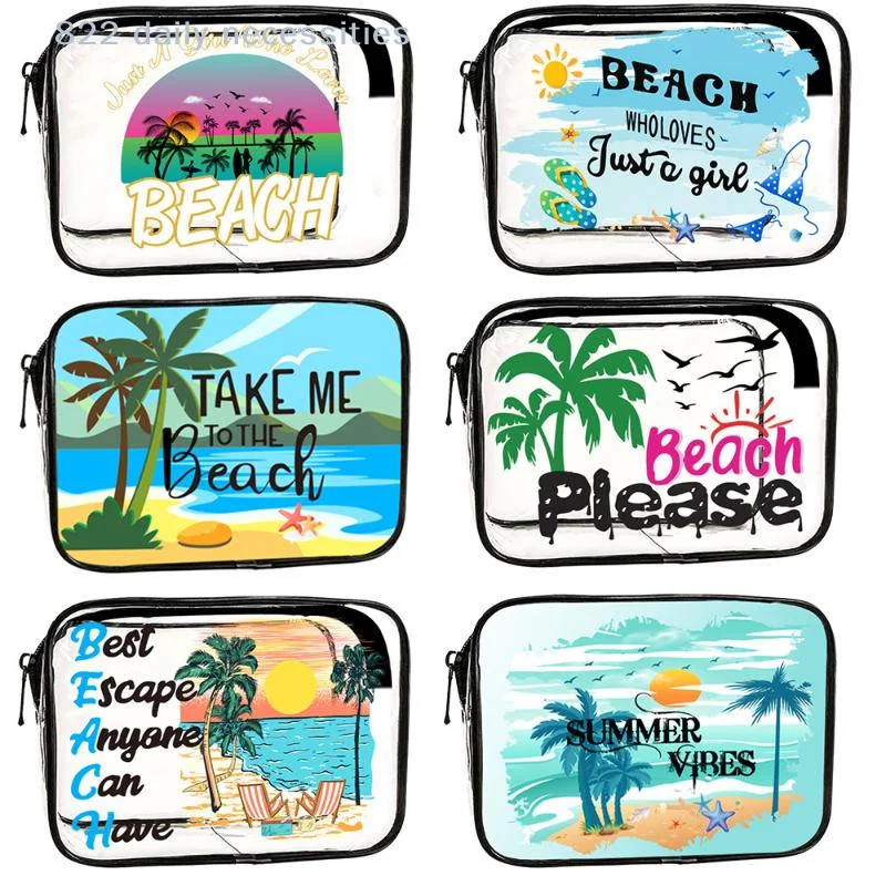 1Pcs Transparent Makeup Bag Summer PVC Travel Toiletry Bag Survival Kit Beach Cruise Swimming Nurse Teacher Dance Cheer Gift