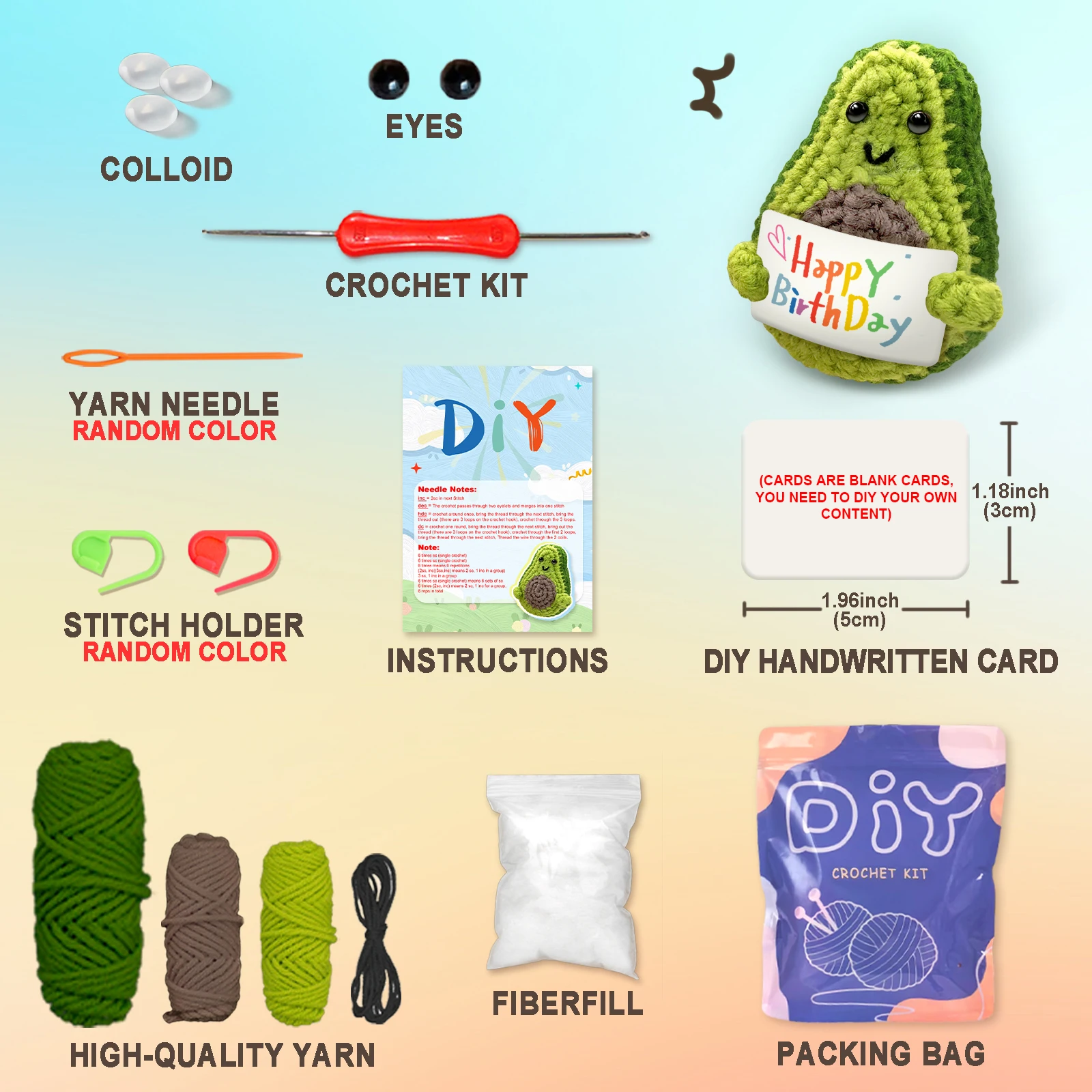 مجموعة أدوات كروشيه على شكل فاكهة تحمل علامة YAMAXIN للمبتدئين - مجموعة أدوات حرفية DIY مع مشروع فنون الحياكة والحرف اليدوية