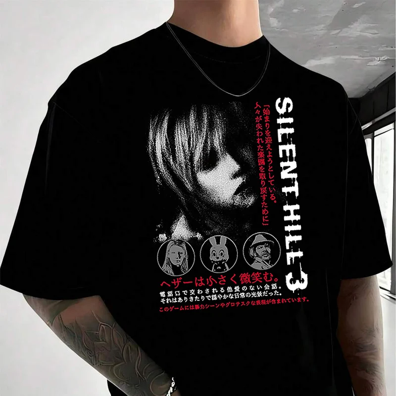 

Футболка Silent Hill 3 для мужчин и женщин, забавная мужская футболка с изображением игры в жанре хоррор, повседневная одежда, мужская хлопковая футболка высокого качества с короткими рукавами, размеры S-3XL