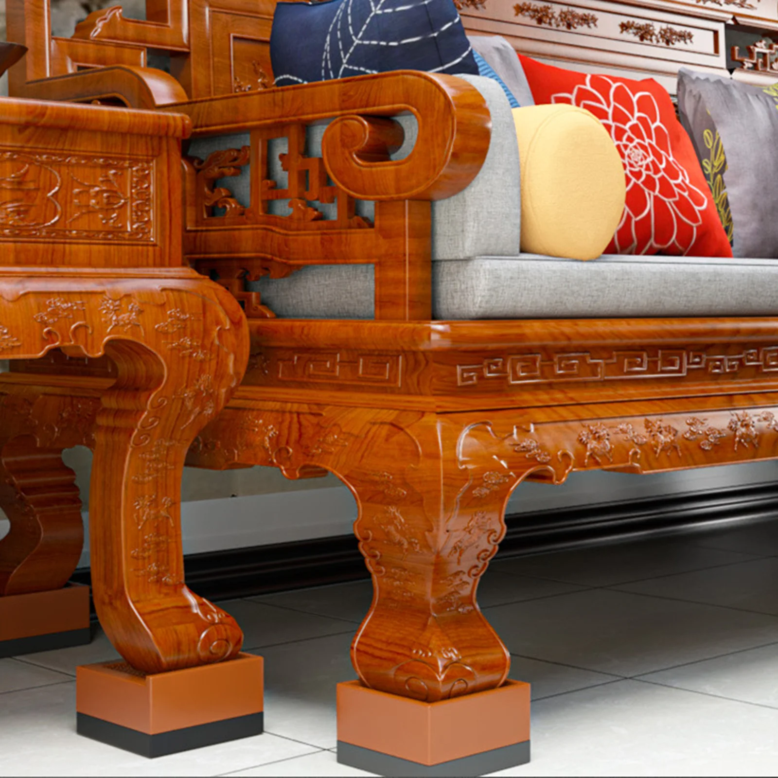 

4Pcs Furniture Accessories Sturdy Tpu Plastic Risers Nonslip Design for Beds Desks Tables Chairs Fridge Easy Install Pads