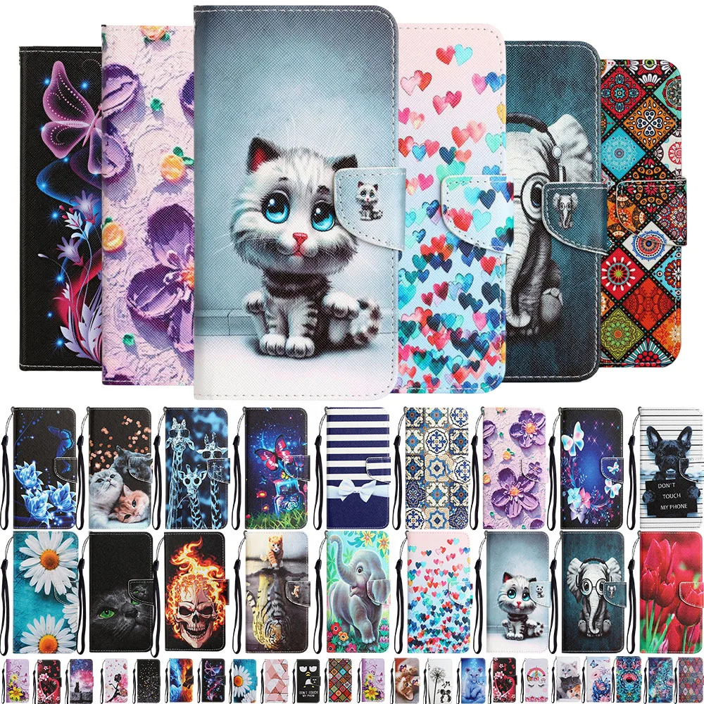 Leather Case For iPhone 11 Pro Max X XR XS Max Flip Wallet Card Slot Holder Fashion Cartoon Painted Phone Book Cover XSMax 11Pro