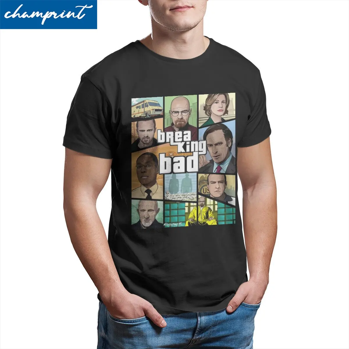 Fashion Breaking Bad Collage  T-Shirt for Men Pure Cotton T Shirt Chemistry Heisenberg Walter White Tee Shirt Gift Clothes