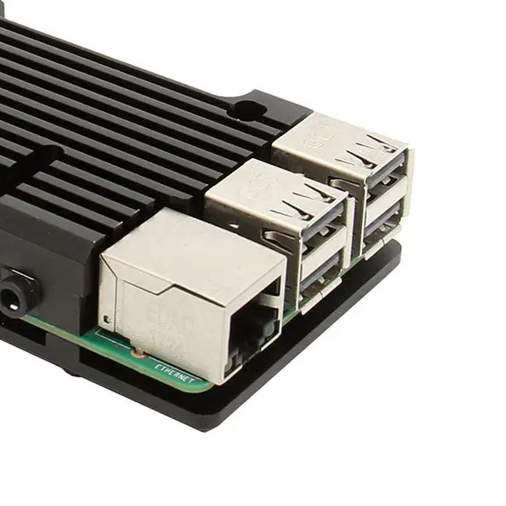 ["جراب لـ Raspberry Pi 3 موديل B B + حاوية ألومنيوم مع مروحة تبريد مزدوجة حاوية سوداء لـ RPI Raspberry Pi 3B / 3B +"]