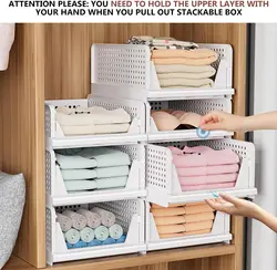 Stackable Folding Closet Organizers, Storage Box, White Color, Plastic Drawer Basket, Bedroom Accessories, Cheap Price