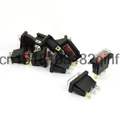 

10pcs 15A 250VAC 20A 125VAC 2Positions SPDT Red Button Waterproof Rocker Switch