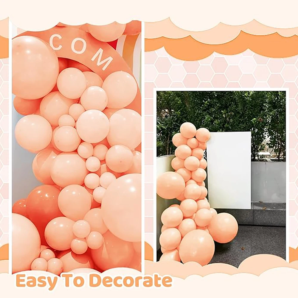 86pcs Pastel Orange Balloons Garland Peach Balloon Arch Kit Birthday Party Baby Shower Gender Reveal Wedding Decoration Globos