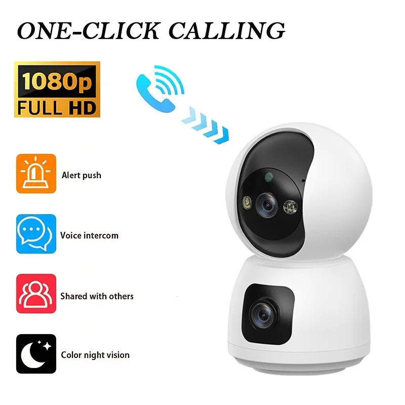 M606 Wifi Camera 360° Coverage Two-way Talk Surveillance Security Human Pet Detection One Touch Call Camera 1-2Pcs