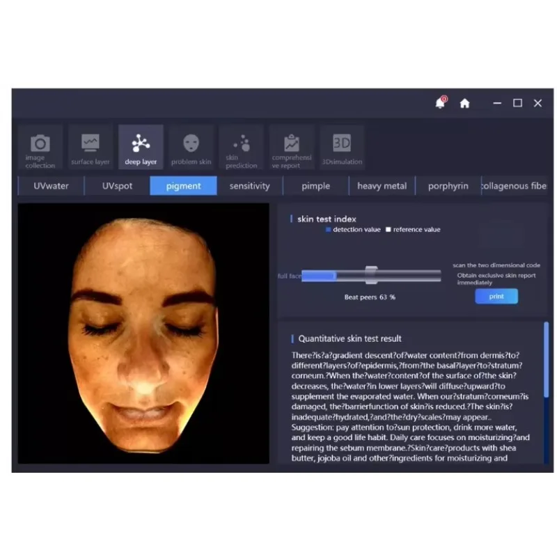 Przenośny Cyfrowy Skaner Skóry 3D Magiczne Lustro Analiza Skóry Twarzy Urządzenie do Analizy Zmarszczek i Trądziku
