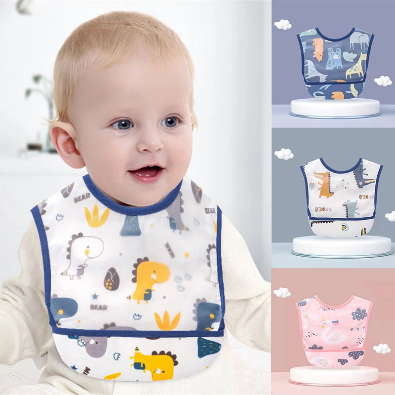 Baby Bibs Boys Girsl Apron Bibs Newborn Toddler Scarf Waterproof Art Smock Feeding Bib Infant Kids Cute Cartoon Burp Cloth