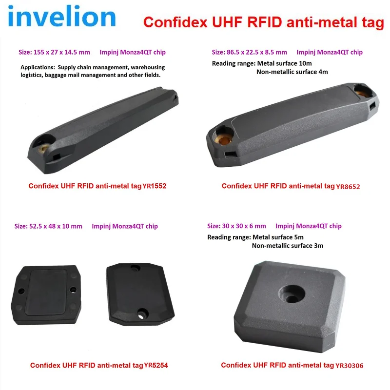 Long Range Various Size Confidex UHF RFID Anti Metal Tags Passive 865Mhz EPC Gen2 Adhesive RFID Metal Tag UHF 915Mhz Impinj Chip