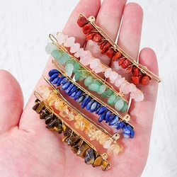 Natural Chips Quartz Hair Clips for Women Irregular Rock Gravels Stone Crystal Hair Clips Hair Pins Barrette Hair Accessories