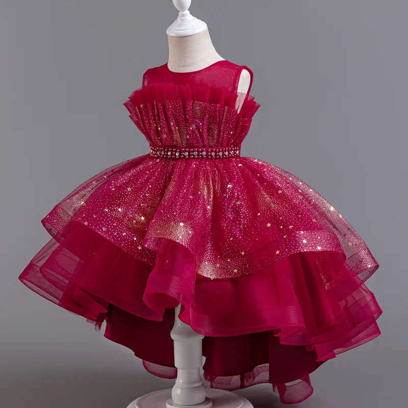 Christmas Children's Dress Princess Dress Wedding Bridesmaid Wedding Dress Fluffy Dress Lace Trail Gown Children's formal occasi