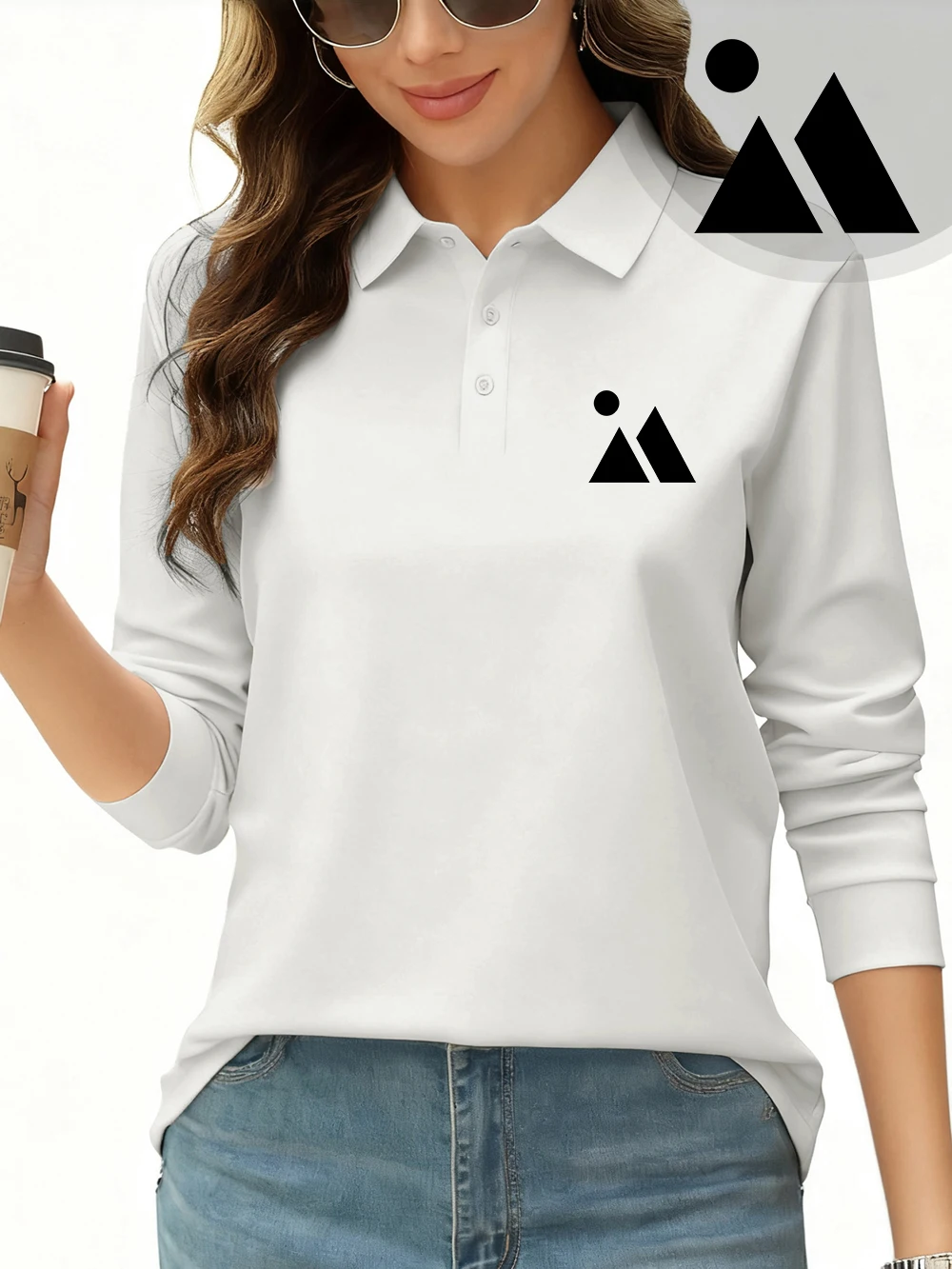 Damska koszulka polo z prostymi wzorami, sportowa, z długim rękawem, oddychająca, z kołnierzykiem, na jesień, codzienna odzież damska.