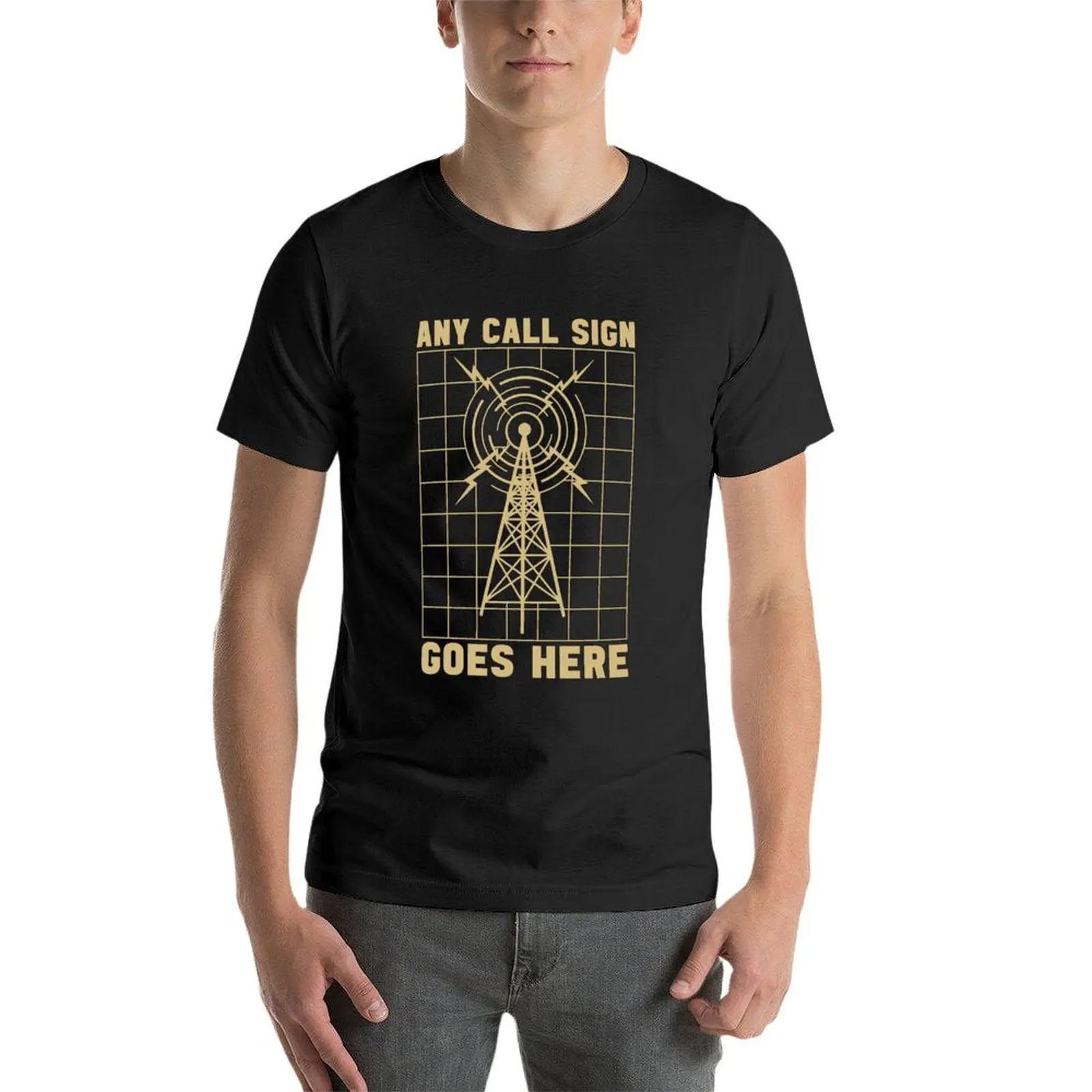 Ham Radio Any Call Sign Goes Radio Tower Operator T-Shirt tees customizeds quick drying tops t shirts for men cotton