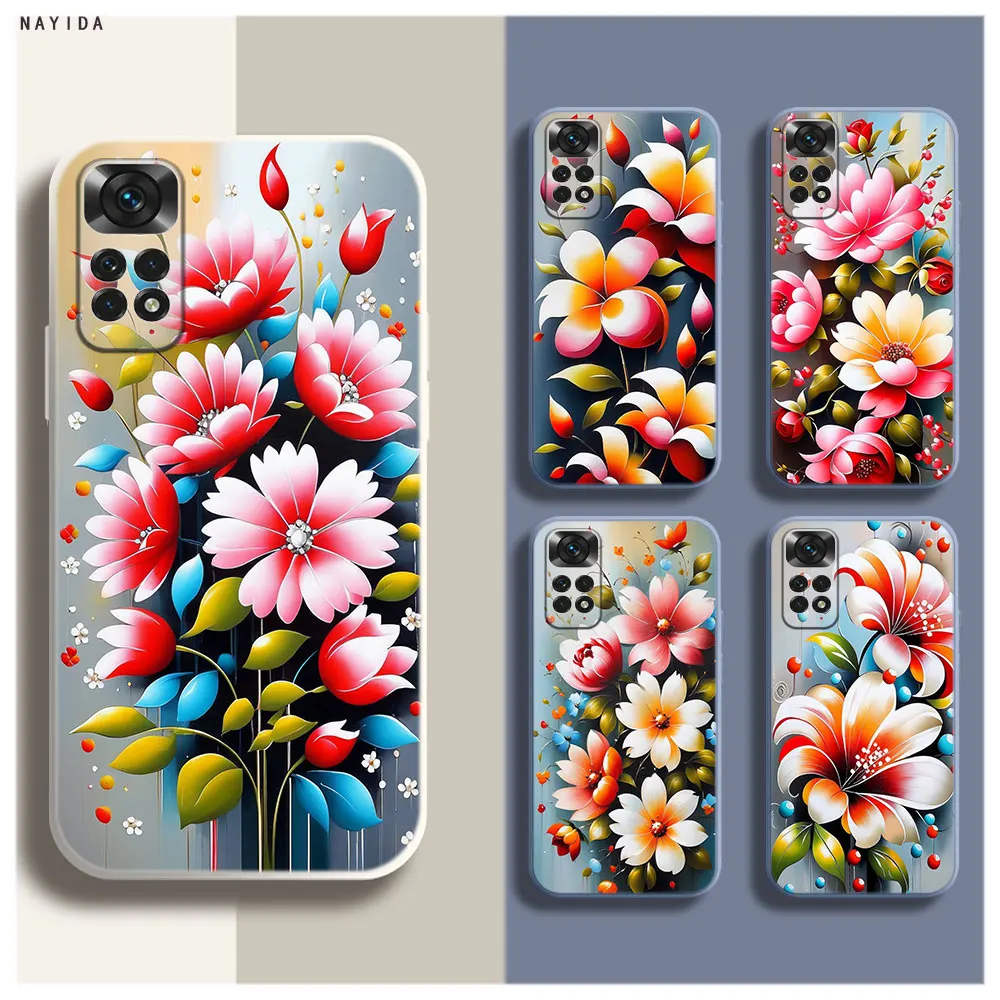 Soft Silicone Phone Case For Xiaomi Redmi Note 12 11 12S Pro Plus 12c 11a 4G 5G Original Cover Oil painting flowers