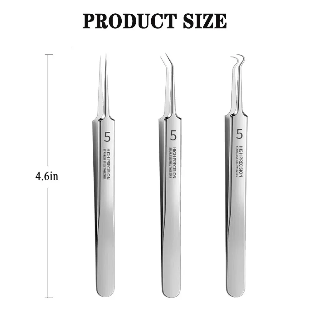 Pince à épiler allemande ultrafine n ° 5, outils de grattage et de fermeture, pour points noirs, pour salon de beauté